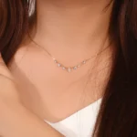​​18K Yellow Gold Lab Diamond Choker | 7-Stone Lab Diamond Necklace with Pear-cut Center​ - Image 7