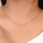 ​​18K Yellow Gold Lab Diamond Choker | 7-Stone Lab Diamond Necklace with Pear-cut Center​ - Image 8