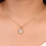 1.2ct Lab Diamond Pendant | 18K Yellow Gold Halo Accent Necklace (Pendant Only)​ - Image 4