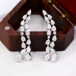 Glamorous Pear Cut Moissanite Double Strand Waterfall Earrings