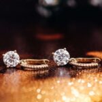 *Glamorous Yellow Gold Round Cut Moissanite Drop Earrings - Image 5