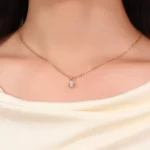 Oval-Cut Lab Diamond Pendant in 18K Yellow Gold With Round-Cut Lab Diamond (Pendant Only) - Image 3