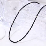 Black Tourmaline Beaded Necklace Faceted Gemstone Minimalist Style - Image 4