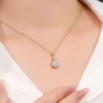 Round Cut Lab Diamond Pendant Necklace Classic Disc Cluster Style(pendant only) - Image 5