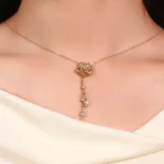 Camellia Clasp Pendant | Round-Cut Diamond in 18K Yellow Gold Floral Design (Pendant Only) - Image 5