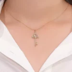 Round Cut Lab Diamond Pendant Necklace Vintage Key Motif(pendant only) - Image 4