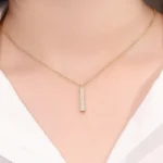 Round Cut Lab Diamond Pendant Necklace Retractable Fortune Bar Style(pendant only) - Image 5