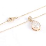*14K Gold Pear Shaped Moissanite Bezel Pendant Necklace - Image 3