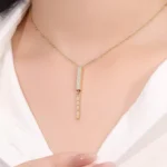 Round Cut Lab Diamond Pendant Necklace Retractable Fortune Bar Style(pendant only) - Image 6