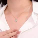 Round Cut Lab Diamond Pendant Necklace Teardrop Cluster Style - Image 4