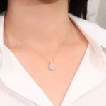 Round Cut Lab Diamond Pendant Necklace Teardrop Cluster Style - Image 3