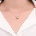 Round Cut Lab Diamond Pendant Necklace Stylized Shell Motif - Image 5
