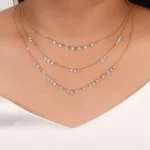 ​​18K Yellow Gold Lab Diamond Choker | 7-Stone Lab Diamond Necklace with Pear-cut Center​ - Image 9