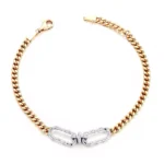 Two-Tone Curb Chain Bracelet with Pavé Lab Diamond Links