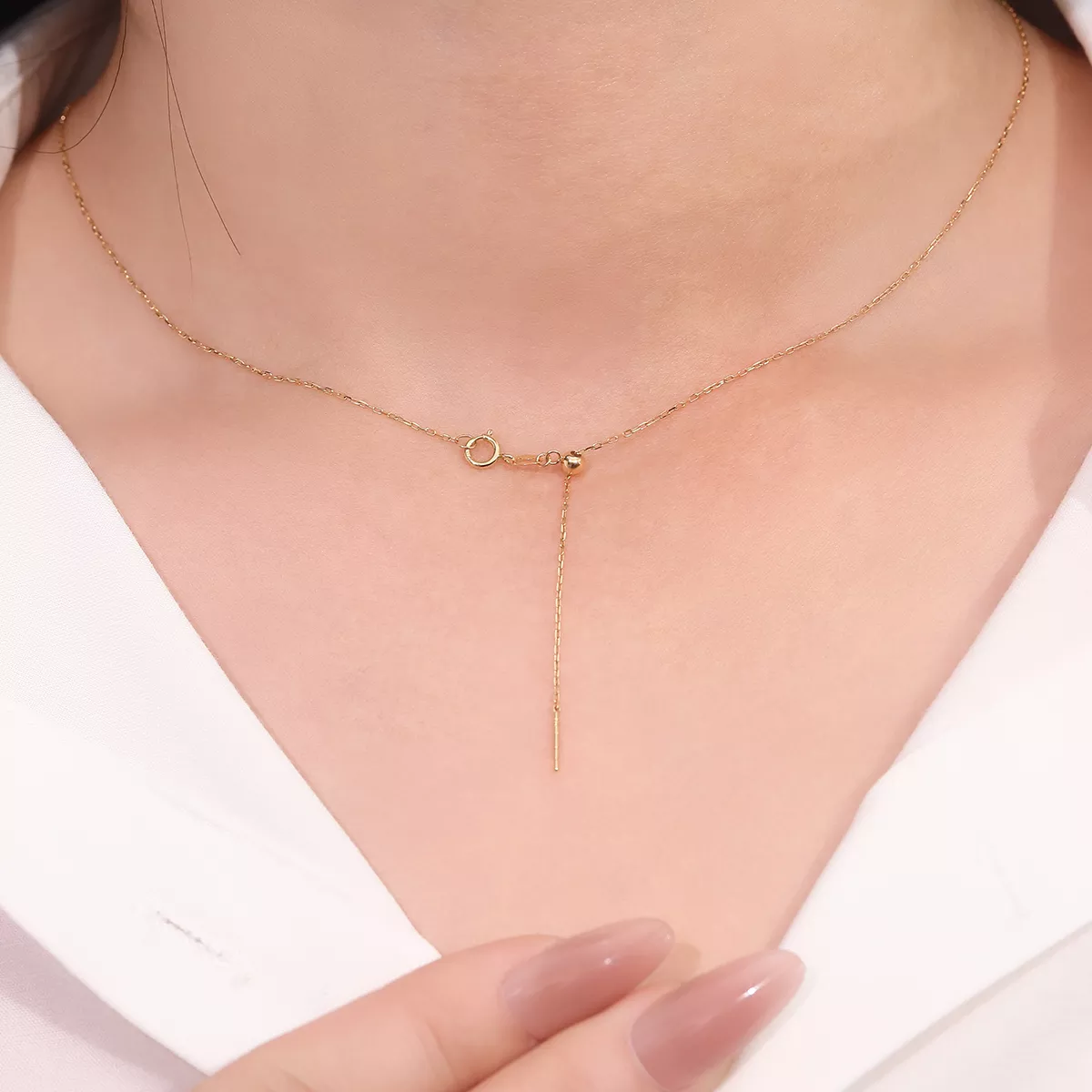 IMG_0694 Adjustable Necklace Chain Sliding Ball Mechanism Versatile Layering Style - Image 1