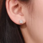 Princess Cut Lab Diamond Stud Earrings Classic Solitaire Style(not including earring back) - Image 4