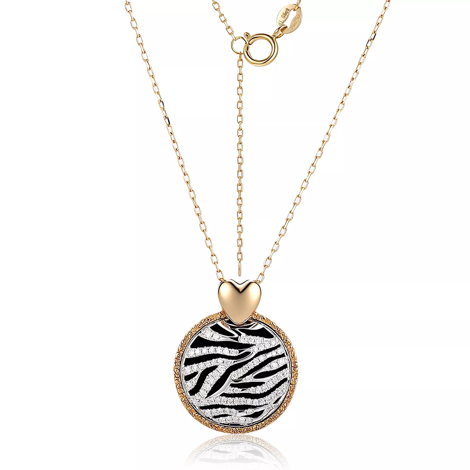 IMG_0718-1 Leopard Print Lab Diamond Halo Disc Pendant in 18k Yellow Gold | Pendant Only - Image 1