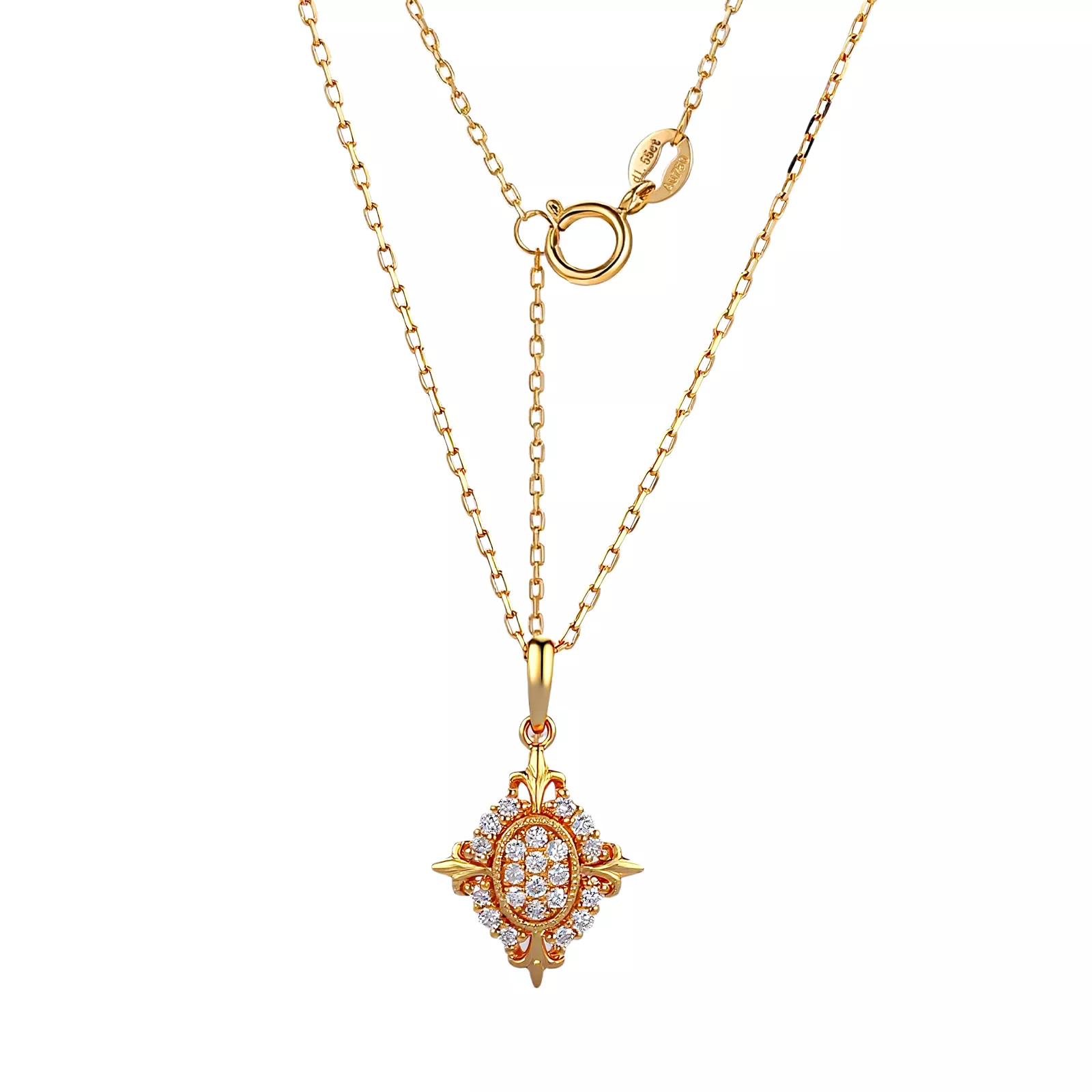 IMG_0727-1 Vintage Art Deco Style Lab Diamond Pendant in 18k Yellow Gold | Pendant Only - Image 1