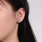 Floral Marquise Cut Moissanite Stud Earrings with Openwork Details - Image 3