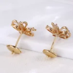 Floral Marquise Cut Moissanite Stud Earrings with Openwork Details - Image 5