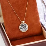 Leopard Print Lab Diamond Halo Disc Pendant in 18k Yellow Gold | Pendant Only - Image 3