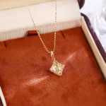 Vintage Art Deco Style Lab Diamond Pendant in 18k Yellow Gold | Pendant Only - Image 5