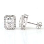 *Halo Moissanite White Gold Stud Earrings - Image 4