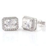 *Halo Moissanite White Gold Stud Earrings - Image 3