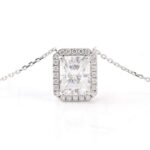 *3CT Radiant Moissanite Pendant Necklace with Halo Setting - Image 4