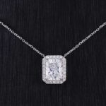 *3CT Radiant Moissanite Pendant Necklace with Halo Setting - Image 6