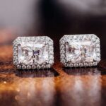 *Halo Moissanite White Gold Stud Earrings - Image 5