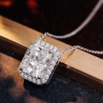 *3CT Radiant Moissanite Pendant Necklace with Halo Setting - Image 7
