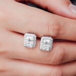 *Halo Moissanite White Gold Stud Earrings - Image 7