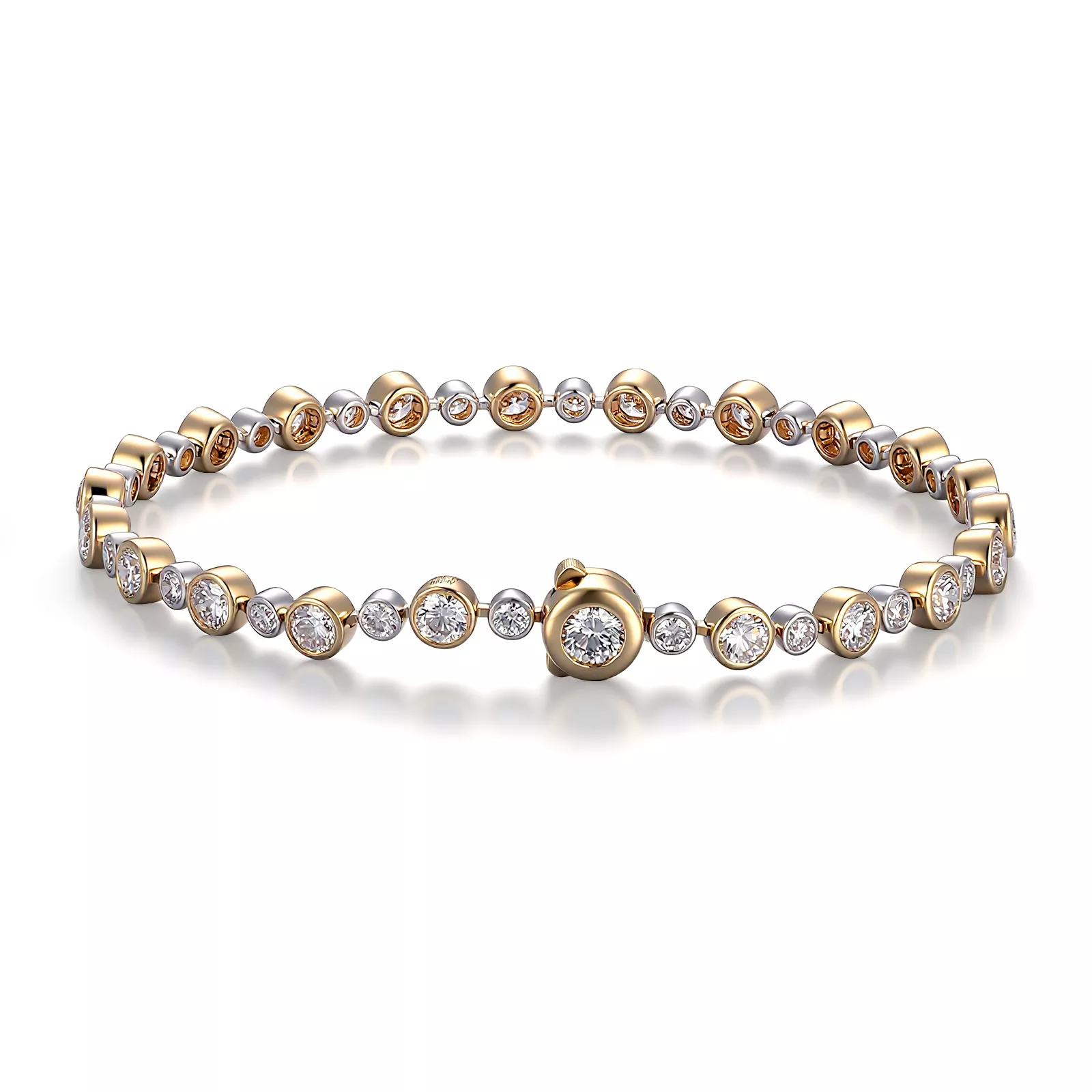 IMG_1244 Dual-Tone Radiance Bracelet | 18K Bracelet with Alternating 3.3ctw Round-Cut Lab Diamond - Image 1