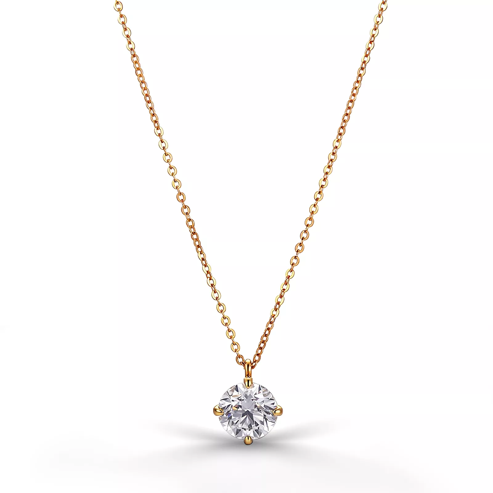 IMG_1346-1 Aureate Solitaire Pendant | 1ct Round Lab Diamond Pendant in 18K Yellow Gold - Image 1