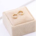 *Gold Round Huggie Hoop Earrings - Image 5