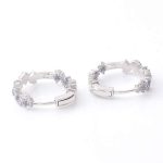 Gorgeous White Gold Round Cut Blue Lab Gemstone Hoop Earrings