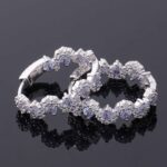 *Gorgeous White Gold Round Cut Blue Lab Gemstone Hoop Earrings - Image 5