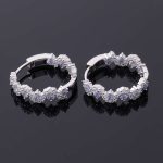 Gorgeous White Gold Round Cut Blue Lab Gemstone Hoop Earrings