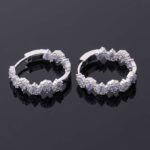 *Gorgeous White Gold Round Cut Blue Lab Gemstone Hoop Earrings - Image 4