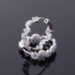 *Gorgeous White Gold Round Cut Blue Lab Gemstone Hoop Earrings - Image 6