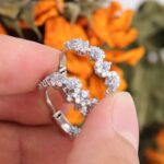 *Gorgeous White Gold Round Cut Blue Lab Gemstone Hoop Earrings - Image 7