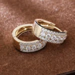 *Dazzling Yellow Gold Moissanite Hoop Earrings - Image 2