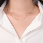 Adjustable Round Lab Diamond Station Necklace in 18k Yellow Gold - Image 2