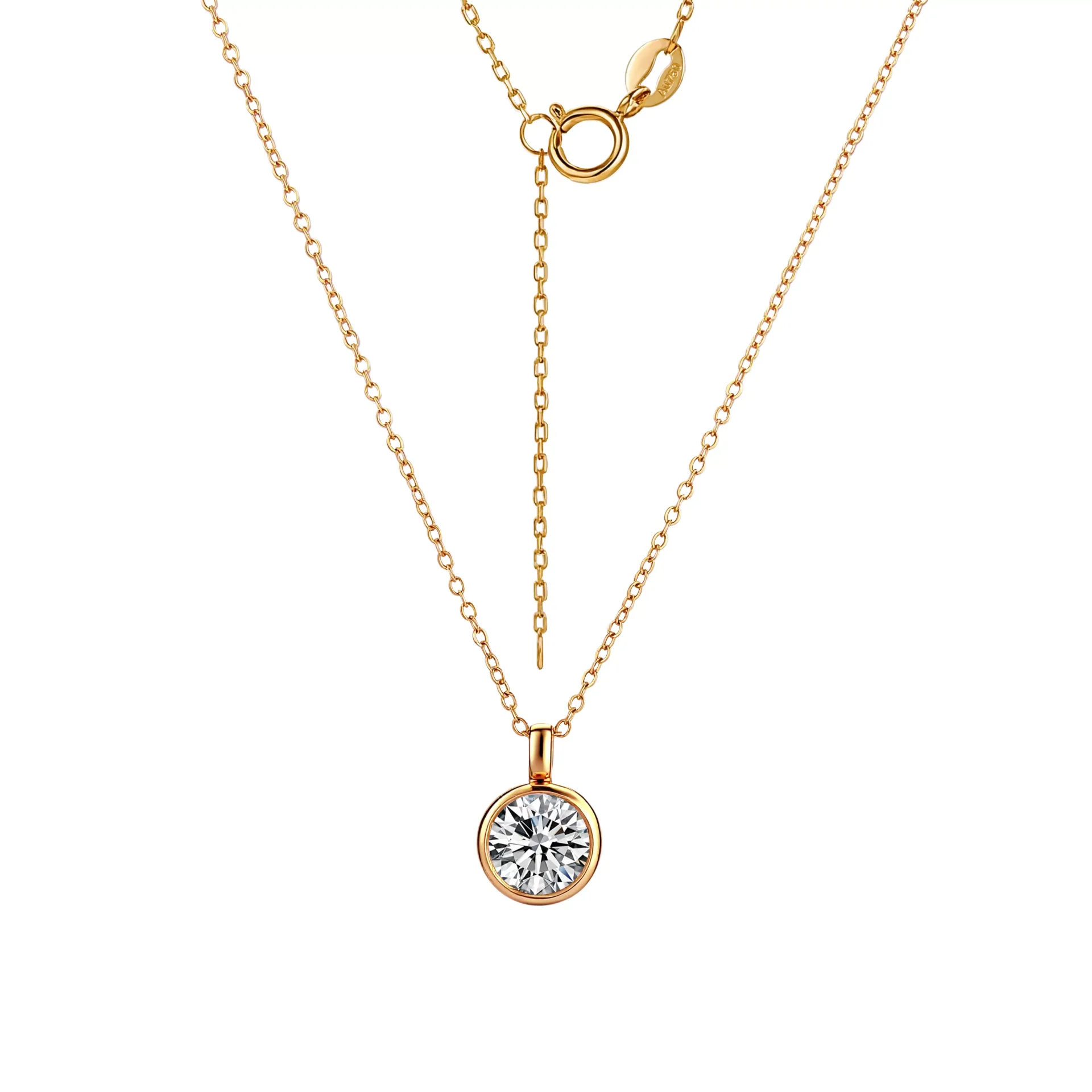 IMG_1612-1-scaled-1 Golden Bubble Pendant | 18K Yellow Gold Single Lab Diamond Pendant (Pendant only) - Image 1