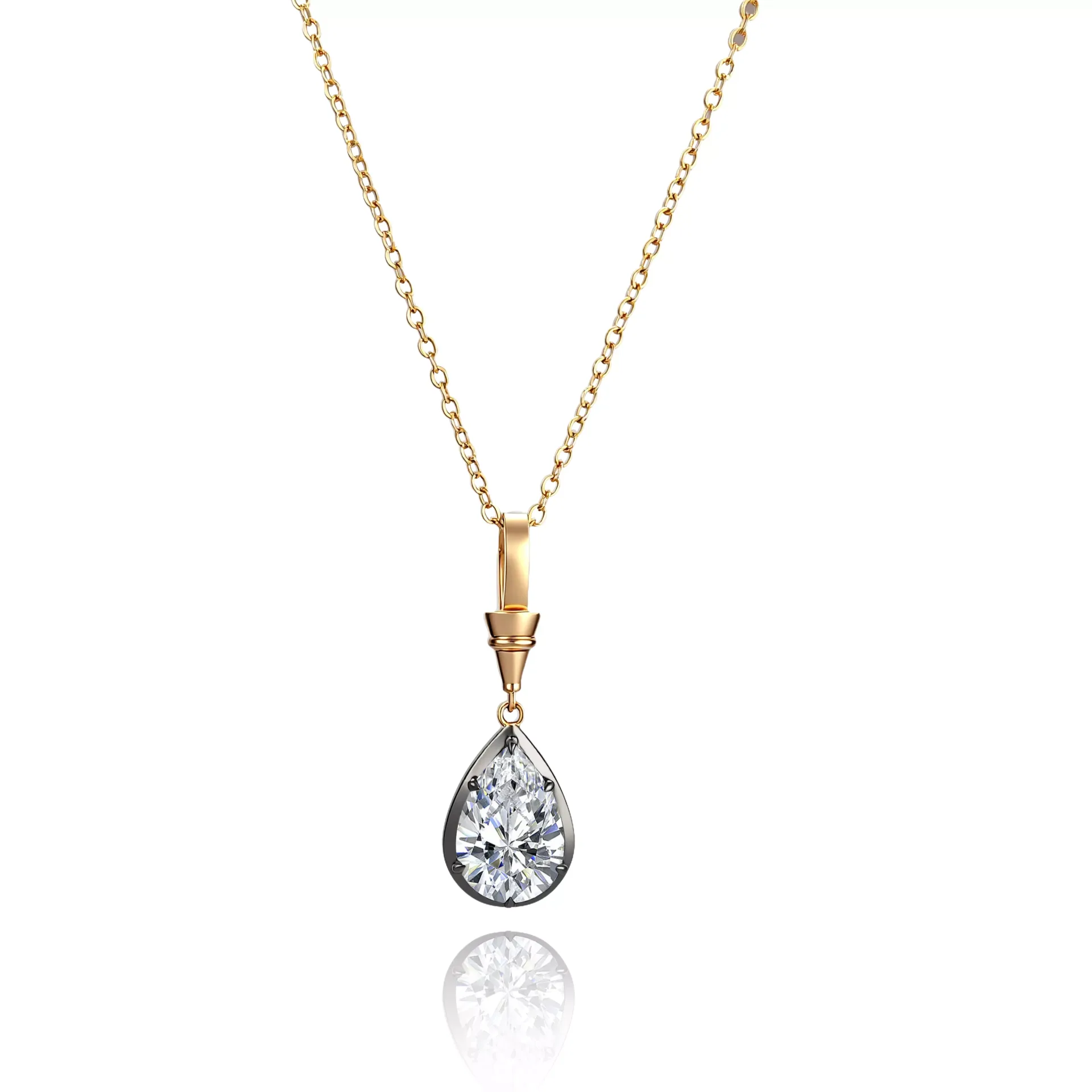 IMG_1638-scaled-1 Pear Solitaire Pendant | 3ct Pear-Cut Lab Diamond Pendant in 18K Gold (Pendant Only) - Image 1