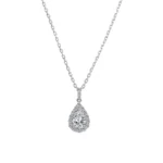 ​Celestial Pear Diamond Pendant | 18K White Gold Pear Lab Diamond & Stardust Halo​(pendant only)