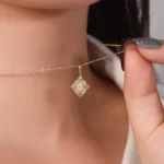 Vintage Art Deco Style Lab Diamond Pendant in 18k Yellow Gold | Pendant Only - Image 3