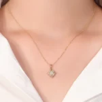 Vintage Art Deco Style Lab Diamond Pendant in 18k Yellow Gold | Pendant Only - Image 2