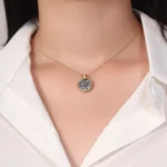 Leopard Print Lab Diamond Halo Disc Pendant in 18k Yellow Gold | Pendant Only - Image 4